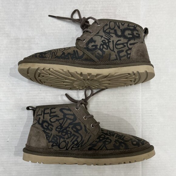 UGG Neumel Street Graffiti Boots Slate Womens 10 Orange Shearling Lined Lace Up - Picture 16 of 16